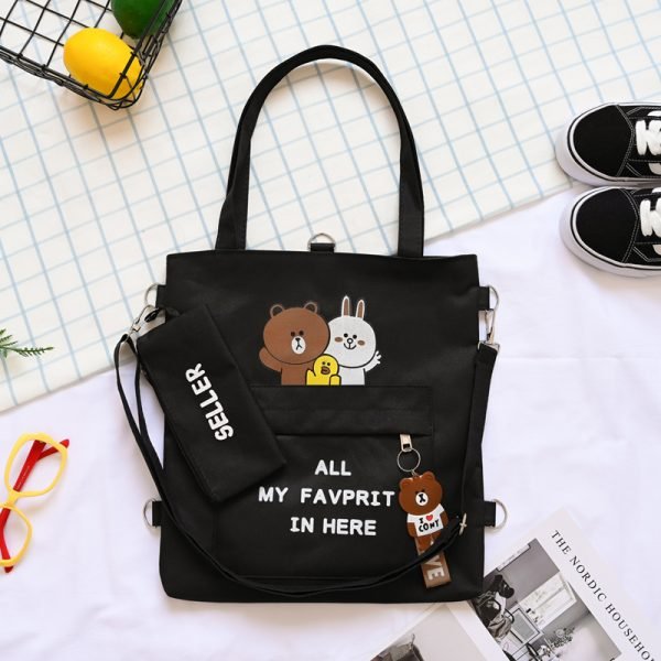 Children's portable large-capacity cat bag canvas bag cat and dog outing pet backpack - Image 3