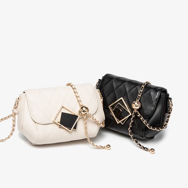 One-shoulder messenger diamond bag small golden ball chain backpack - Image 2